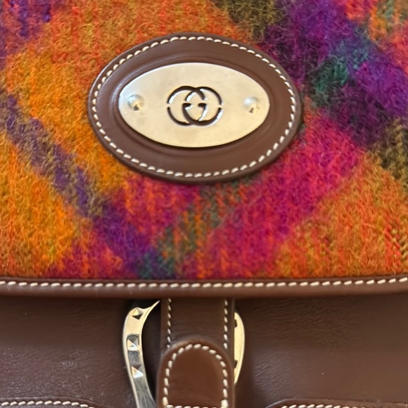 Gucci Brown and Multicolor Plaid Women's Saddle Bag - Picture 2 of 9